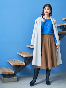 「レギュラー」｜「アイテム（ノーカラーコート）」を使った、nissen Smile Modelsさん（レディース・168cm）の秋コーディネート