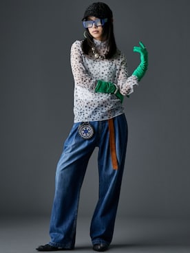 「大きいサイズレディースファッション」｜「アイテム（パンツ）」を使った、nissen Smile Modelsさん（レディース・163cm）の夏コーディネート