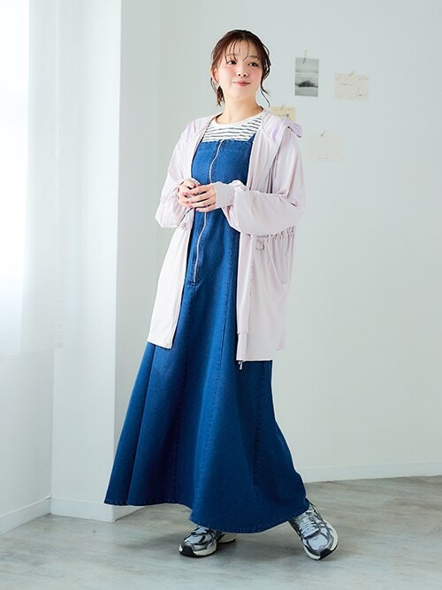 SMILELAND ワンピース 「大きいサイズ」フロントジップデニムキャミ