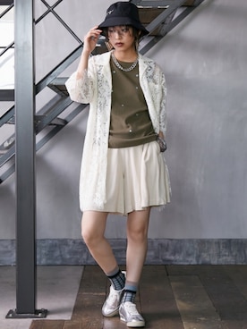 「GEVS.（ジェイヴィス）のアイテム（キャミソール）」を使った、nissen Smile Modelsさん（レディース・163cm）の夏コーディネート