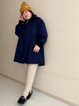 「大きいサイズレディースファッション」｜「アイテム（スウェット）」を使った、nissen Smile Modelsさん（レディース・158cm）の秋コーディネート