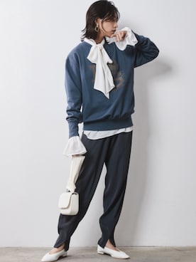 「CHIC STYLE」｜「アイテム（スウェット）」を使った、nissen Smile Modelsさん（レディース・163cm）の夏コーディネート