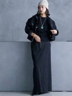 「レギュラー」｜「アイテム（デニムジャケット）」を使った、nissen Smile Modelsさん（レディース・163cm）の春コーディネート
