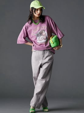 「GEVS.（ジェイヴィス）のアイテム（パンツ）」を使った、nissen Smile Modelsさん（レディース・163cm）の春コーディネート