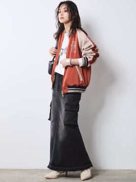 「アイテム（スカジャン）」を使った、nissen Smile Modelsさん（レディース・163cm）の夏コーディネート