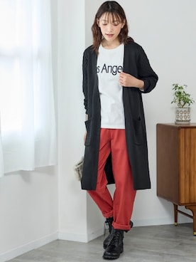 「nissen（ニッセン）の【ゆったり幅広】カジュアルレースアップショートブーツ（低反発中敷）（選べるワイズ）（ブーツ）」を使った、nissen Smile Modelsさん（レディース・170cm）の秋コーディネート