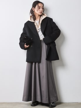 「CHIC STYLE（シックスタイル）のフレアマキシスカート＜大きいサイズ有＞シックスタイル（スカート）」を使った、nissen Smile Modelsさん（レディース・163cm）の秋コーディネート