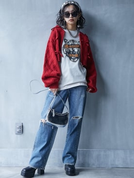「GEVS.（ジェイヴィス）のアイテム（ニット/セーター）」を使った、nissen Smile Modelsさん（レディース・163cm）の秋コーディネート