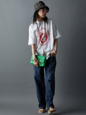 「GEVS.（ジェイヴィス）のアイテム（パンツ）」を使った、nissen Smile Modelsさん（レディース・163cm）の春コーディネート