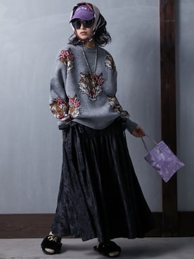 「GEVS.（ジェイヴィス）のアイテム（ニット/セーター）」を使った、nissen Smile Modelsさん（レディース・163cm）の秋コーディネート