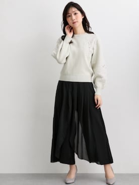 ニット セーター 大きいサイズ レディース 袖オーガンジー レース Hana服 冬 5L/6L ニッセン nissen ニッセン ニット セーター 大きいサイズ レディース 袖