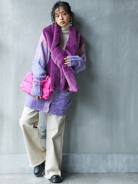 「GEVS.（ジェイヴィス）のアイテム（カーディガン/ボレロ）」を使った、nissen Smile Modelsさん（レディース・163cm）の秋コーディネート