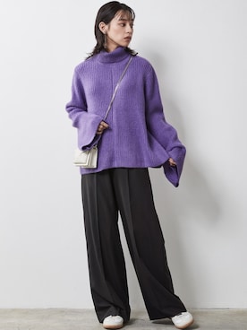 「CHIC STYLE」｜「アイテム（スラックス）」を使った、nissen Smile Modelsさん（レディース・163cm）の秋コーディネート