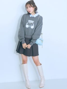 「レギュラー」｜「アイテム（スウェット）」を使った、nissen Smile Modelsさん（レディース・167cm）の冬コーディネート