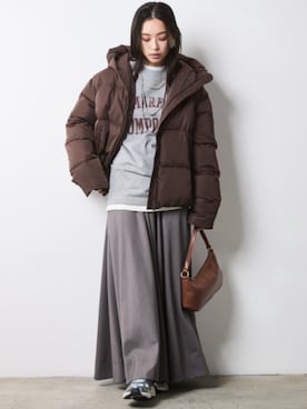 「CHIC STYLE（シックスタイル）のフレアマキシスカート＜大きいサイズ有＞シックスタイル（スカート）」を使った、nissen Smile Modelsさん（レディース・163cm）の秋コーディネート