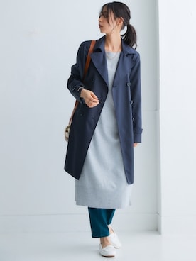 「nissen（ニッセン）の【褒められシルエット】テーパードパンツ（スラックス）」を使った、nissen Smile Modelsさん（レディース・165cm）の冬コーディネート