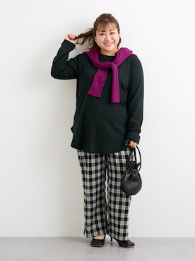 「アイテム（チュニック、ブラック系）」を使った、nissen Smile Modelsさん（レディース・155cm）の秋コーディネート