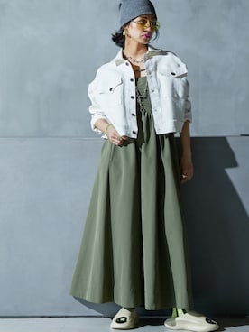 「レギュラー」｜「アイテム（デニムジャケット）」を使った、nissen Smile Modelsさん（レディース・163cm）の春コーディネート