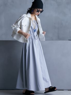 「レギュラー」｜「アイテム（デニムジャケット）」を使った、nissen Smile Modelsさん（レディース・163cm）の春コーディネート