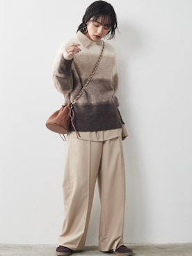 「CHIC STYLE」｜「アイテム（スラックス）」を使った、nissen Smile Modelsさん（レディース・163cm）の秋コーディネート