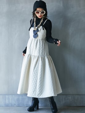 「GEVS.（ジェイヴィス）のアイテム（ワンピース/ドレス）」を使った、nissen Smile Modelsさん（レディース・163cm）の秋コーディネート