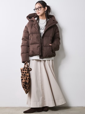 「CHIC STYLE（シックスタイル）のフレアマキシスカート＜大きいサイズ有＞シックスタイル（スカート）」を使った、nissen Smile Modelsさん（レディース・163cm）の秋コーディネート