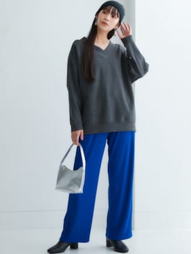 「レギュラー」｜「アイテム（スウェットパンツ）」を使った、nissen Smile Modelsさん（レディース・163cm）の冬コーディネート