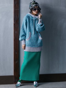 「GEVS.（ジェイヴィス）のアイテム（ニット/セーター）」を使った、nissen Smile Modelsさん（レディース・163cm）の秋コーディネート