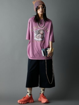 「GEVS.（ジェイヴィス）のアイテム（パンツ）」を使った、nissen Smile Modelsさん（レディース・163cm）の春コーディネート