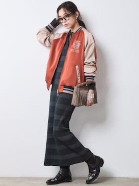 「アイテム（スカジャン）」を使った、nissen Smile Modelsさん（レディース・163cm）の夏コーディネート