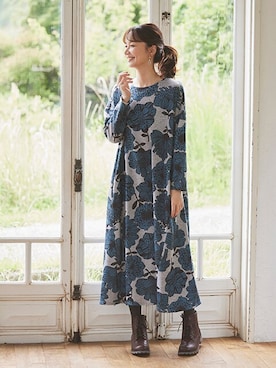 「nissen（ニッセン）の【ゆったり幅広】カジュアルレースアップショートブーツ（低反発中敷）（選べるワイズ）（ブーツ）」を使った、nissen Smile Modelsさん（レディース・167cm）の秋コーディネート