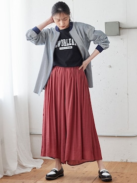 「大きいサイズレディースファッション」｜「アイテム（ミリタリージャケット）」を使った、nissen Smile Modelsさん（レディース・162cm）の夏コーディネート
