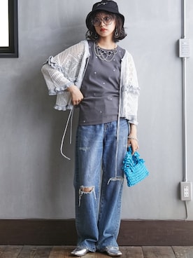 「GEVS.（ジェイヴィス）のアイテム（キャミソール）」を使った、nissen Smile Modelsさん（レディース・163cm）の夏コーディネート