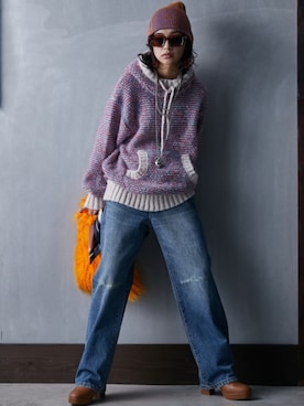 「GEVS.（ジェイヴィス）のアイテム（ニット/セーター）」を使った、nissen Smile Modelsさん（レディース・163cm）の秋コーディネート