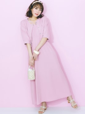 「アイテム（その他ヘアアクセサリー、ピンク系）」を使った、nissen Smile Modelsさん（レディース・162cm）の春コーディネート