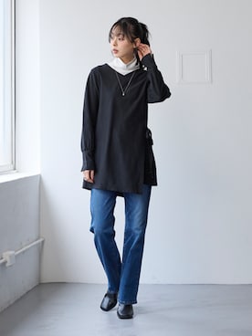 「アイテム（チュニック）」を使った、nissen Smile Modelsさん（レディース・165cm）の秋コーディネート