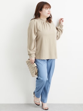 大きいサイズ＞スッキリ綺麗に見えるハイネックカットソー