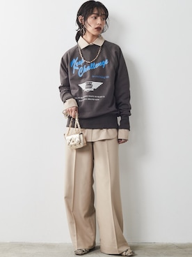 「CHIC STYLE」｜「アイテム（スウェット）」を使った、nissen Smile Modelsさん（レディース・163cm）の秋コーディネート
