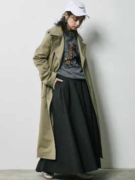 「CHIC STYLE」｜「アイテム（トレンチコート）」を使った、nissen Smile Modelsさん（レディース・163cm）の冬コーディネート