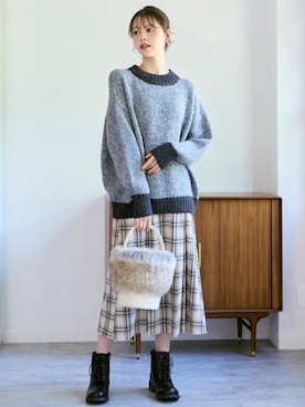 「大きいサイズレディースファッション」｜「アイテム（ブーツ）」を使った、nissen Smile Modelsさん（レディース・167cm）の秋コーディネート