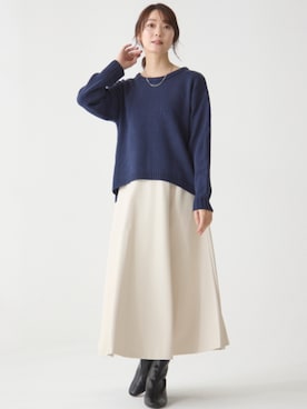 クルーネックワイドニットプルオーバー＜大きいサイズ有