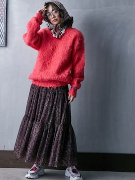 「GEVS.（ジェイヴィス）のアイテム（ニット/セーター）」を使った、nissen Smile Modelsさん（レディース・163cm）の秋コーディネート