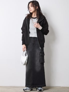 「アイテム（パーカー）」を使った、nissen Smile Modelsさん（レディース・163cm）の夏コーディネート