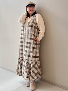 「大きいサイズレディースファッション」｜「アイテム（ブーツ）」を使った、nissen Smile Modelsさん（レディース・158cm）の秋コーディネート