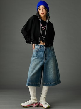 「レギュラー」｜「アイテム（スウェット）」を使った、nissen Smile Modelsさん（レディース・163cm）の冬コーディネート
