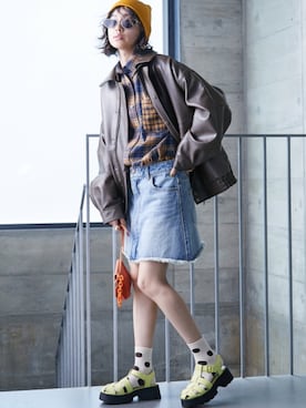 「大きいサイズレディースファッション」｜「アイテム（ブルゾン）」を使った、nissen Smile Modelsさん（レディース・163cm）の夏コーディネート