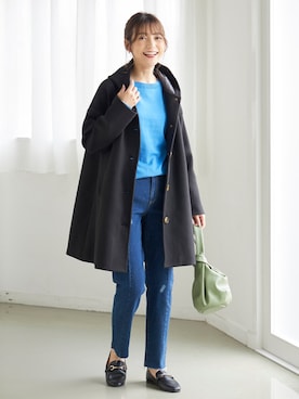 「レギュラー」｜「アイテム（ステンカラーコート）」を使った、nissen Smile Modelsさん（レディース・170cm）の秋コーディネート