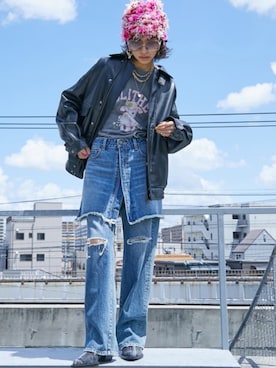 「大きいサイズレディースファッション」｜「アイテム（ブルゾン）」を使った、nissen Smile Modelsさん（レディース・163cm）の夏コーディネート