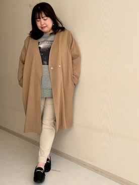 「大きいサイズレディースファッション」｜「アイテム（スウェット）」を使った、nissen Smile Modelsさん（レディース・158cm）の秋コーディネート