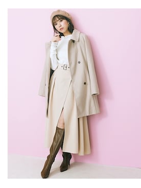 「レギュラー」｜「アイテム（トレンチコート）」を使った、nissen Smile Modelsさん（レディース・162cm）の秋コーディネート
